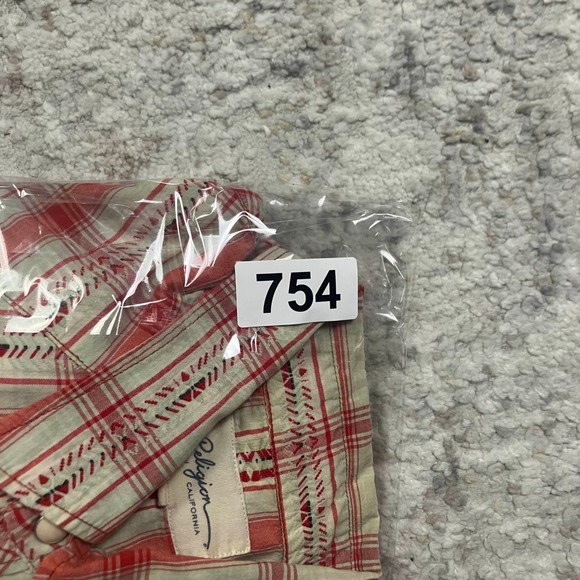 True Religion Plaid Western Snap Button Shirt Womens M Blue Brown Long Sleeve - Picture 12 of 12